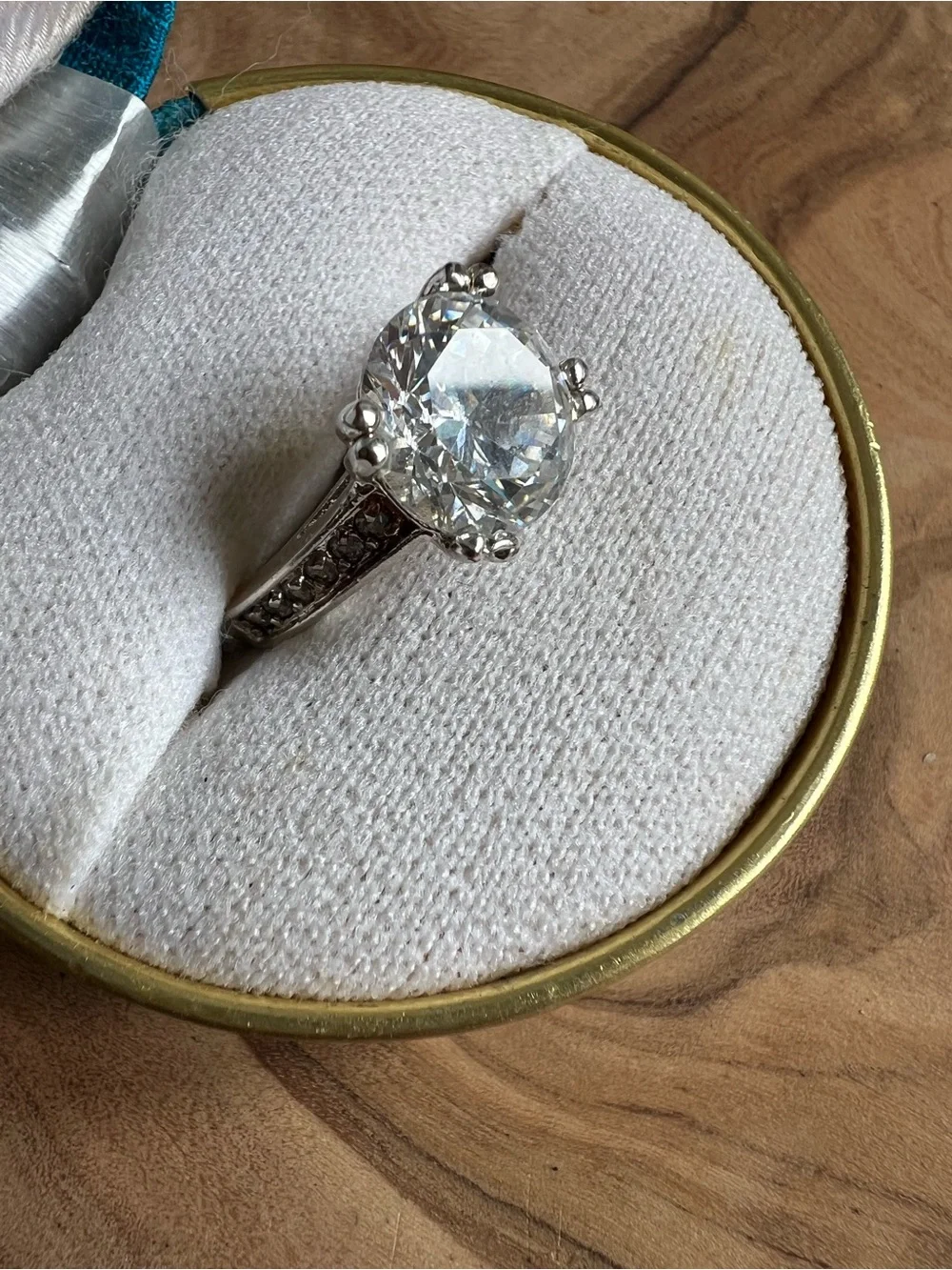 Classic Solitaire Round-Cut Crystal Ring in Silver Tone